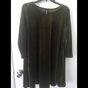 OLIVE VELVET AGNES AND DORA SWING TUNIC